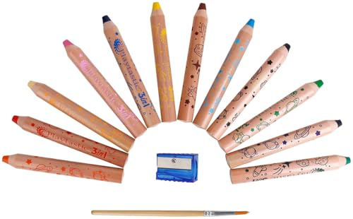 Playtastic Buntstifte Kinder: 3in1-Buntstifte-Set, 12 Farben, Pinsel und Anspitzer, ab 3 Jahren (Aquarellstifte Kinder, Malset, Farbe)