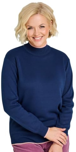 Amber Ladies Fleece Lined Turtle Neck Jumper Cosy Long Sleeve Knit Navy