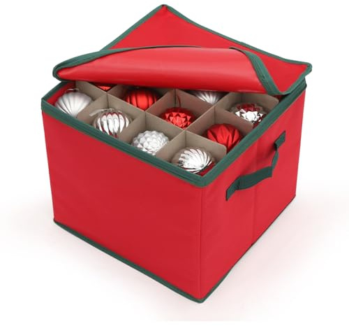 SALCAR Weihnachtskugel Aufbewahrungsbox mit 64 Fächern stabile Kartontrenner, praktische Aufbewahrungskiste für Christbaumschmuck und Weihnachtsdeko