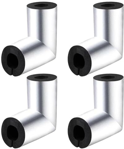 Wodsty 4/10 pezzi di schiuma nera e alluminio tubo isolante per tubo di rame da 3/4 , manicotto isolante per tubi a gomito con pre-fessura e per conservazione Ht, anti-Ze, impermeabile