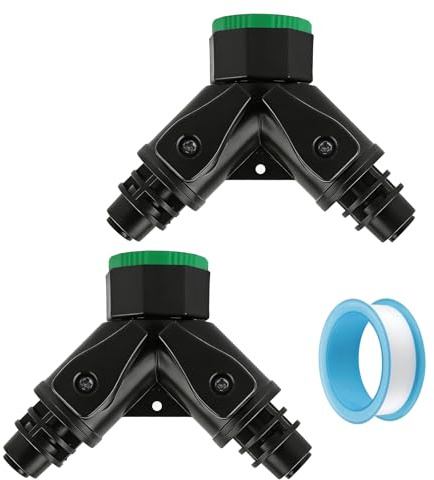 Kalolary 2 Stück 1/2 & 3/4 Y-Stück Wasserhahn Adapter mit 2-Wege | Schnellverbinder Hahnanschluss auf 1/4 Schlauch für Tropfbewässerung, Garten Bewässerungssystem, Landwirtschaft & Rasen