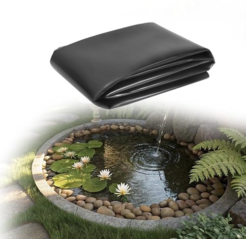 WUQINC Revestimiento para Estanques 1400 x 1600 cm Resistente Al Desgarro Large Fish Pond Liner Gardens Piscinas Membrana Seguro para Fuente Jardín Lago Artificial, Negro