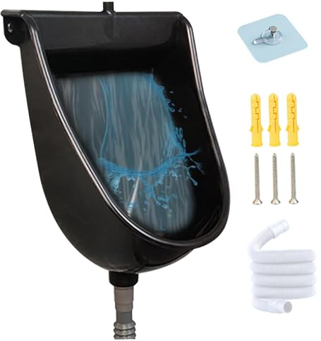 Urinoirs sans eau pour hommes 12, 6 x 9, 5 x 18, 5 Urinoirs résistants aux éclaboussures avec 59 tuyaux Urinoir en plastique PP Urinoir extérieur anti-colmatage robuste à montage mural pour garage