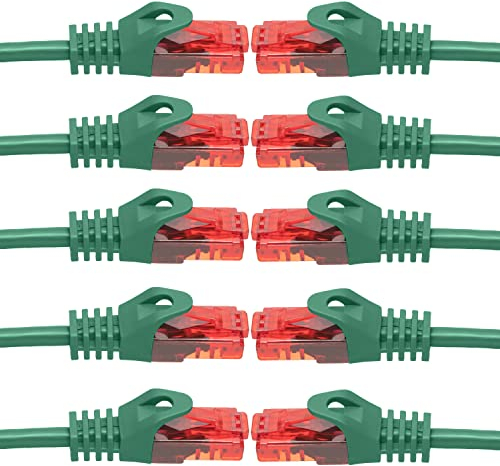BIGtec 10 Stück – 0,15m LAN Kabel Netzwerkkabel Patchkabel Ethernet 2 x RJ45 Stecker High Speed grün kompatibel zu Cat.5 Cat.6 Cat.7 Cat.8 Switch Router Modem Patchpanel Access Point Patchfeld