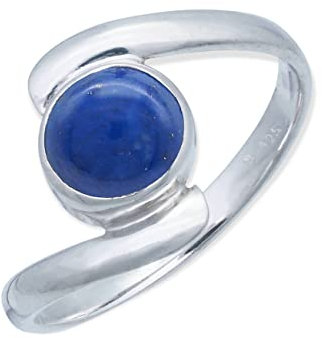 mantraroma Damen Ring 925 Silber Lapis Lazuli Edelstein blau schlicht modern