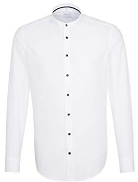 Seidensticker Herren Slim Langarm mit Stehkragen bügelfrei Businesshemd, Weiß (Weiß 1), 39