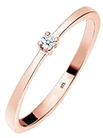 Elli DIAMONDS Ring Damen Verlobung Solitär Diamant (0.03 ct.) in 925 Sterling Silber