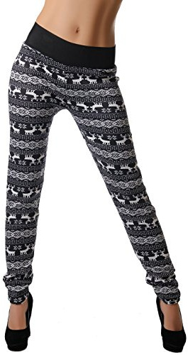 Crazy Age Winterleggings Thermoleggings warme Leggings mit Teddyfell mit Renntier Eiskristalle Motive
