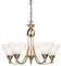 Andy Decorative 5 Way Antique Brass Branch Arm Pendant Ceiling Light with Matt Opal Glass Shades