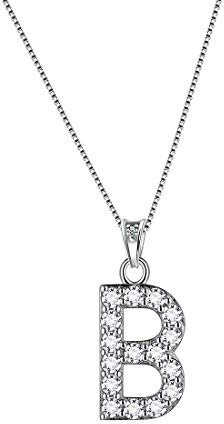 Aurora Tears 26 Buchstaben Halskette/Ohrstecker 925 Sterling Silber Initial A-Z Alphabet Anhänger/Ohrring mit Zirkonia Schmuck Geschenke für Frauen