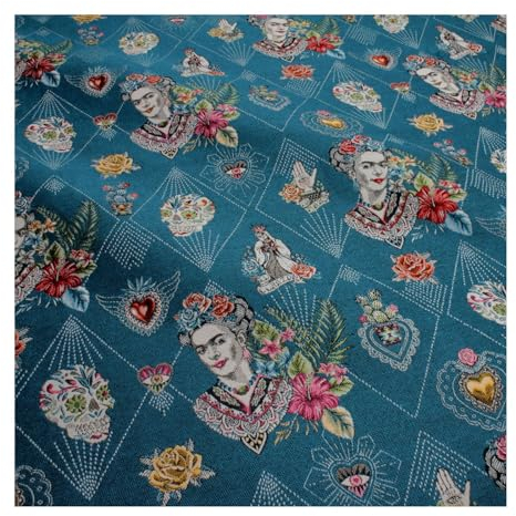 Stoff am Stück Stoff Polyester Baumwolle Gobelin petrol Portrait Carmen blickdicht edel