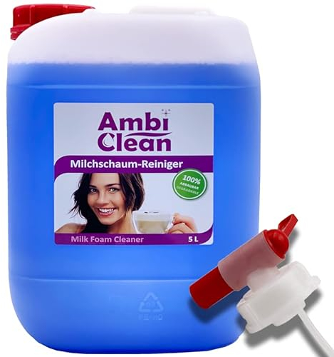 AmbiClean Universal-Milchschaumreiniger, Milchsystemreiniger | Made in Germany | Für Jura, Siemens, Delonghi, Krups, Melitta, Bosch uvm.| 1x 5 Liter Kanister inkl. Ausgießer
