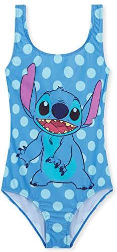 Disney Badeanzug Mädchen, Einteiliger Schwimmanzug Badekleidung - Geschenke für Mädchen (Blau Stitch, 11-12 Jahre)