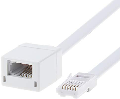BT Telephone Extension Cable 2M, Mellbree White BT Male to Female Extension Cable 6-Pin Straight Through Telephone Extension Cable for BT UK Landline Phone Cord Home & Office Fax Modem Extender 6 Wire