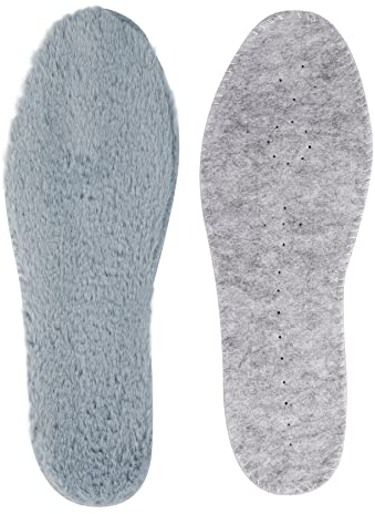 riemot Winter Einlegesohlen Lammfell Schuheinlagen Filz Einlagen Warm Atmungsaktiv Sohlen für Gummistiefel Arbeitsschuhe Kinderschuhe Hellgrau Gr.37 EU