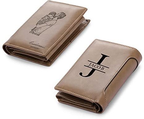 Jeweidea Personalisierte Geldbörse Herren mit Foto PU-Leder Bifold Portemonnaie mit Kartenhalter Geldbeutel für Männer Papa Ehemann Vater zum Weihnachten Vatertagsgeschenk