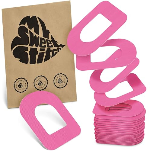 MySweetStitch 25 Ringpatches für Omnipod 5/DASH/EROS oval Pink | Stabilisiert ablösende Ränder, Mitte bleibt frei, wasserfest und flexibel, bis zu 3 Tage Halt