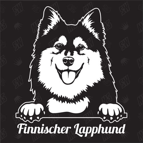 Finnischer Lapphund Version 1 - Sticker, Aufkleber, Hundeaufkleber, Autoaufkleber, Hund, Auto, Hunderassen, Mischling, Mix, Tiere, Haustier (AUCH MIT Wunschname MÖGLICH)