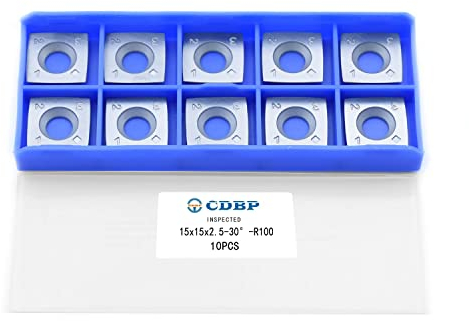 CDBP HM Vorschneid-Wendeplatten 15x15x2,5mm mit R100 Radius Schneidekante für Schaftfräser-Fräswerkzeuge und Hobelköpfe oder Hobelwellen, 10 Stück