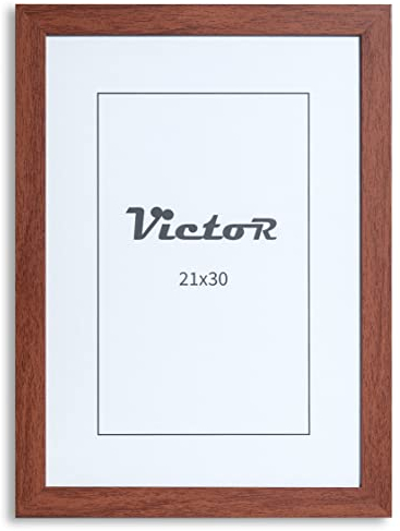 VictoR Bilderrahmen Dix 21x30 cm (A4) in Braun - moderner Holzrahmen mit bruchsicherem Acrylglas - Bilderrahmen A4 Braun - Fotorahmen Holz
