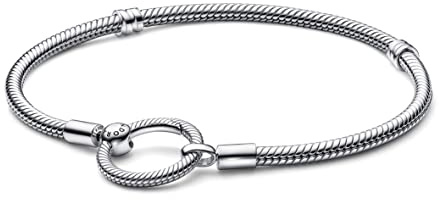 PANDORA Moments O Verschluss Schlangen-Gliederarmband aus Sterling Silber - kompatibel Moments Armbänder - Größe: 18 cm