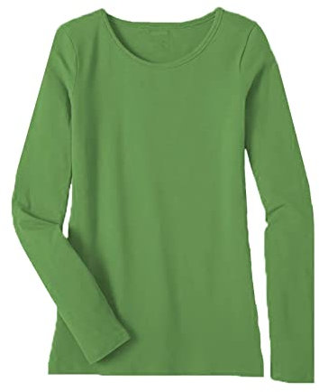Women's Ladies Long Sleeve T-Shirt Ladies Plus Size Round Neck Stretchy Plain Fitted Basic Jersey Casual Tee Top. Khaki