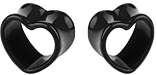 Lieson Tunnel Expander Set 5mm, 2 Stück Plug Tunnel Acryl Hohl Herz 4G Flesh Tunnel Schwarz