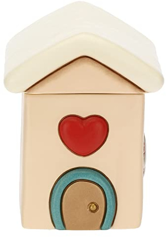 THUN - Scatola a Forma di Casetta in Ceramica Decorata a Mano - Linea Regali d'inverno - Idea Regalo Natale 2022-10,8x13x13 cm h