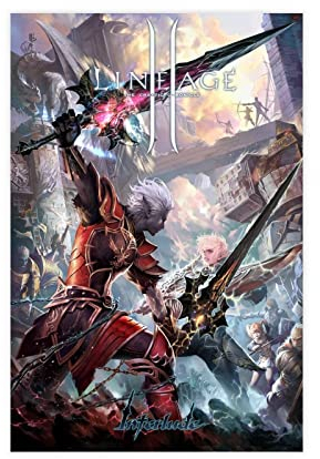 RIELLI Lineage 2 Spiel 2 Leinwand-Poster, Schlafzimmerdekoration, Sport-Landschaft, Bürozimmer, Dekoration, Geschenkrahmen: 30 x 45 cm