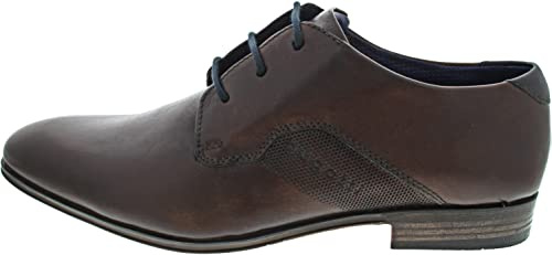 Bugatti Mattia Eco Herren Businessschuh aus Leder in Braun, 3 Loch Schnürung, Blockabsatz. braun Gr. 43