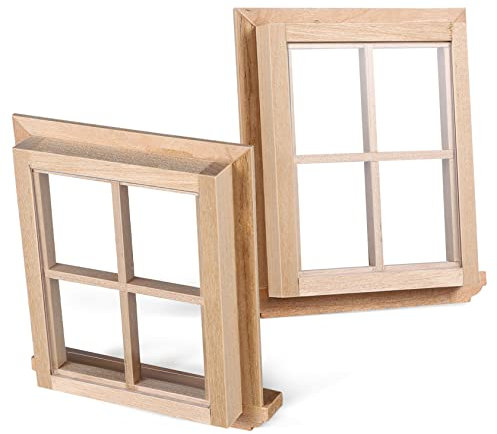 TOYANDONA 2 STK Vier-Fenster-Puzzle Strickleiter Erwachsene Fensterrahmen Aus Holz Unbemaltes Fenster Mini Miniatur-puppenhausmöbel Squiz-Spielzeug Holzfenster+spielhaus Glas Birke Cosplay
