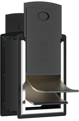 ClawJaw Hundetür für Wand, Metallrahmen und Teleskop-Tunnel, Haustiertür, doppelseitiger Windabweiser und magnetische Klappen, Schwarz (Haustiere bis zu 18 kg), Größe M