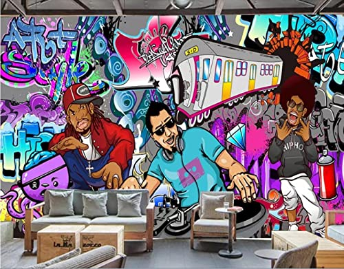 XLMING Photo Papier Peint Mural Graffiti Européen Hip Hop Shake And Roll Musique Bar Papier Peint Salon Murale Papier Peint 3D Salle de séjour Chambre à coucher séjour Mural enfant-300cm×210cm