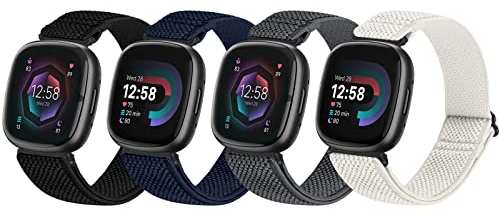 SHIJZWD Cinturino elastico compatibile con Fitbit Versa 4/Versa 3/Fitbit Sense 2/Sense, cinturino di ricambio per Fitbit Versa 3/Versa 4/Sense 2/Sense Uomo Donna, Cinturino elastico regolabile