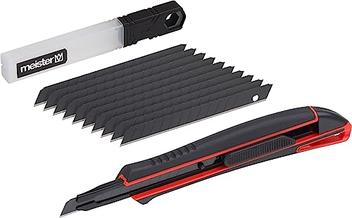 Meister Universalmesser-Set Black Line - 11-teilig - Abbrechmesser (9 mm) - Mit 10 Ersatzklingen - Extrascharf - Zum Schneiden sämtlicher Materialien / Cutter / Cuttermesser / 9403850