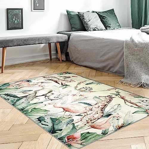 Bilderwelten Kinderteppich Aquarell Afrika Tiere Rutschfester Spielteppich Kinderzimmer Teppich 120x180 cm
