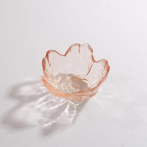 SUMKTO Petit Plat en Verre Nordique enrage en étage Sauce en Verre Bol Mini Japonais Fleurs de Cerisier Assiette pour la crème glacée Sala