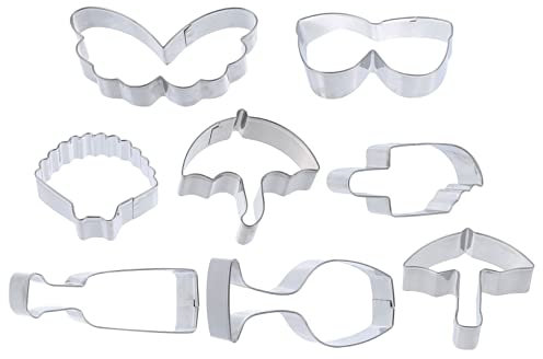 BESTonZON Kuchenformen 8 Stück Cookie-Ton-Sandwich-Kuchenformen Hawaiianische Keksform Hawaiianische Süßigkeiten Sommer-Fondant Edelstahl Luau-Keksform Schöne Keksform Aus Metall