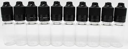 10er-Pack Transparente 10 ml Vape Flasche, liquid flasche mit schwarzem, manipulationssicherem Schraubverschluss und Pipette, pet-flaschen, leerflaschen für liquid, nachfuellflasche, abfuellflaschen