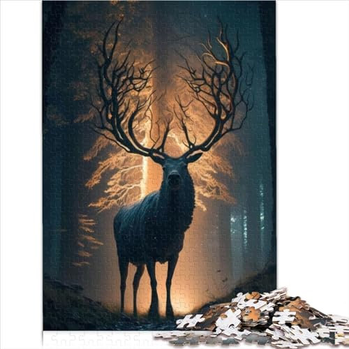AITEXI Puzzle für Erwachsene und Kinder, Mythisches Land, Hirsch, Holzpuzzle, 1000 Teile (50 x 75 cm), Weihnachtspuzzle, Geschenk für Frauen und Männer, 6 - 99 Jahre