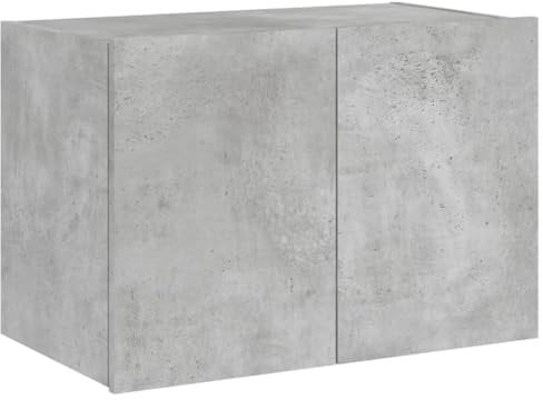 vidaXL Wall-Mounted TV Cabinet with RGB LED Lights - Multi-functional Floating TV Unit with Storage - Concrete Grey Engineered Wood
