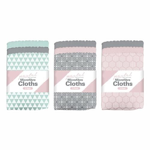 3HA HAHAHA Cleaning Cloths Polyester Pastel Construction Microfiber Cloths Multipurpose Cleaning Towels for Windows Kitchen House Car Motorbike Measures 30cm X 30cm Assorted Colors (Pack of 3)