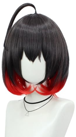 ISAKEN Anime Cosplay Perücke Kurzes Schulter Perücken Hitzebeständige Ladybug Perücke Cartoon Perücken Kostüm Haarperücken für Frauen Damen Halloween Karneval Kostüm Party