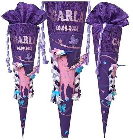 Schultüte Einhorn, passend zum Pegasus Emily Step by Step, für Mädchen, Wunschname, benutzerdefinierte,Zuckertüte