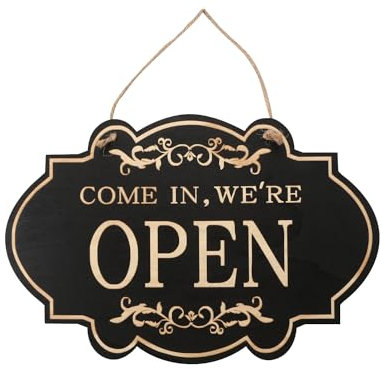 Tabanzhe Store Hanging Open Closed Sign,Wooden Reversible Double-Sided Business Sign,for Business Door Window Restaurant Club Shop Bar Hotel Cafe