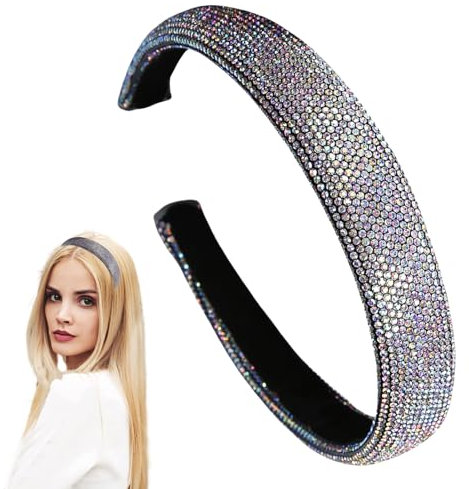 Haarbänder Damen Breit Haarreifen Glitzer - Blau Haarreif Breites Retro Style Silber Haarband Mode für Frauen und Mädchen 3207