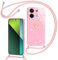 Yichxu Coque pour Xiaomi Redmi Note 13 Pro 5G avec Cordon, Glitter Silicone Housse avec Collier, Réglable Lanyard Case avec Motif Coeur d'amour, Etui Protection Cover pour Redmi Note 13 Pro 5G, Rose