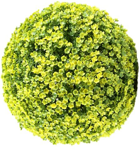 Lesunbak Buchsbaumkugel, Künstlich Buchsbaumkugel Ø 10-30 cm, Buchsbaum Kugel UV-beständig, Künstlicher Buchsbaum Pflanzen Kugel, Dekorative Kugelpflanzen Für Haus Garten Hochzeit Gelb 30cm