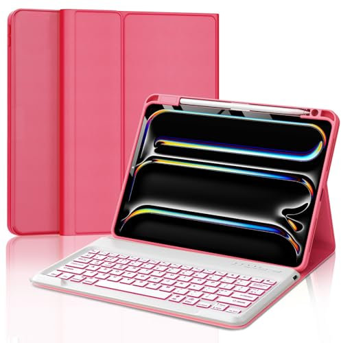 IVEOPPE Wireless Bluetooth Backlit Keyboard Lightweight Slim for iOS iPad, Mac, Android Tablet Samsung Galaxy, Xiaomi, Honor, Lenovo, UK Layout, White