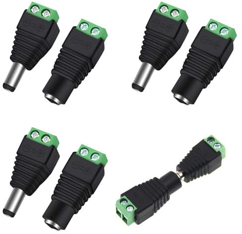 Conector De Alimentación DC Macho Hembra, DC Conector De Enchufe Adaptador, 8 Pcs 12V Macho Y Hembra Jack Conector Adaptador De Enchufe, 5.5 X 2.1mm DC Conector Enchufe, DC Conector Enchufe Macho